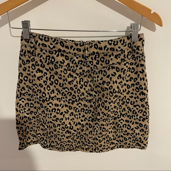 Topshop Half Zip Leopard Print Denim Mini Skirt Sz 4 - Picture 4 of 7